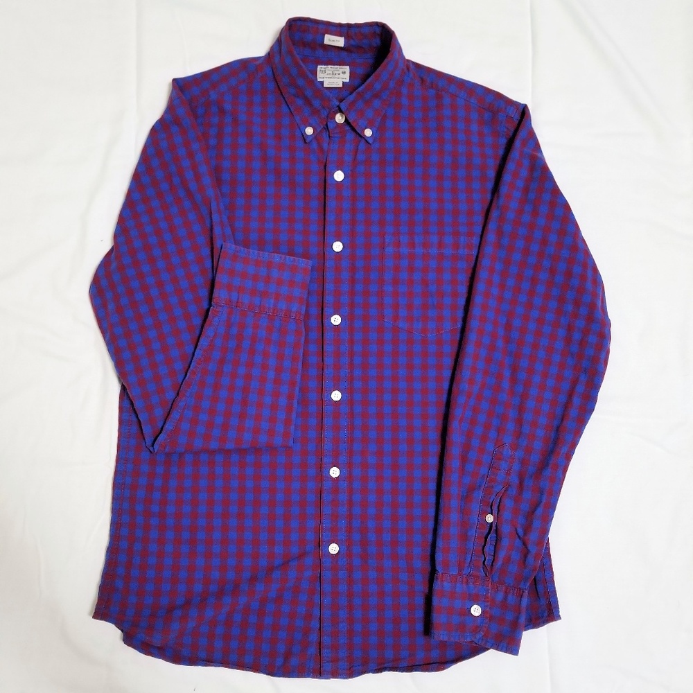 J. Crew Slim Fit Blue and Red Gingham. Size M.